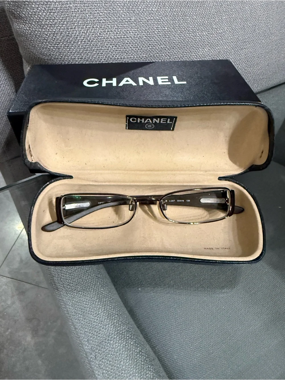 Chanel Black/Gold Rectangular Women’s Eyeglasses
